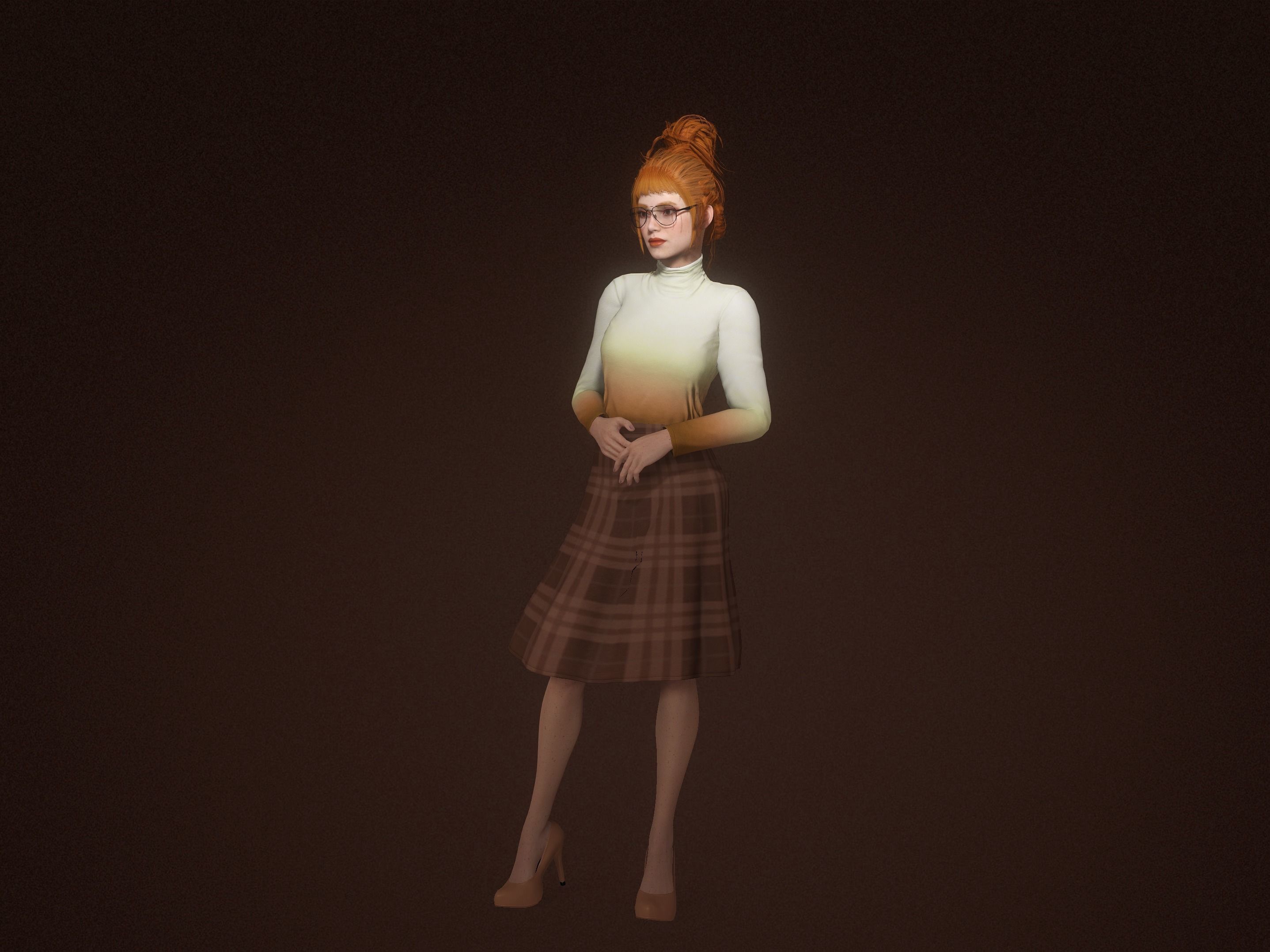 Autumn-Female character Low-poly 3D model_3