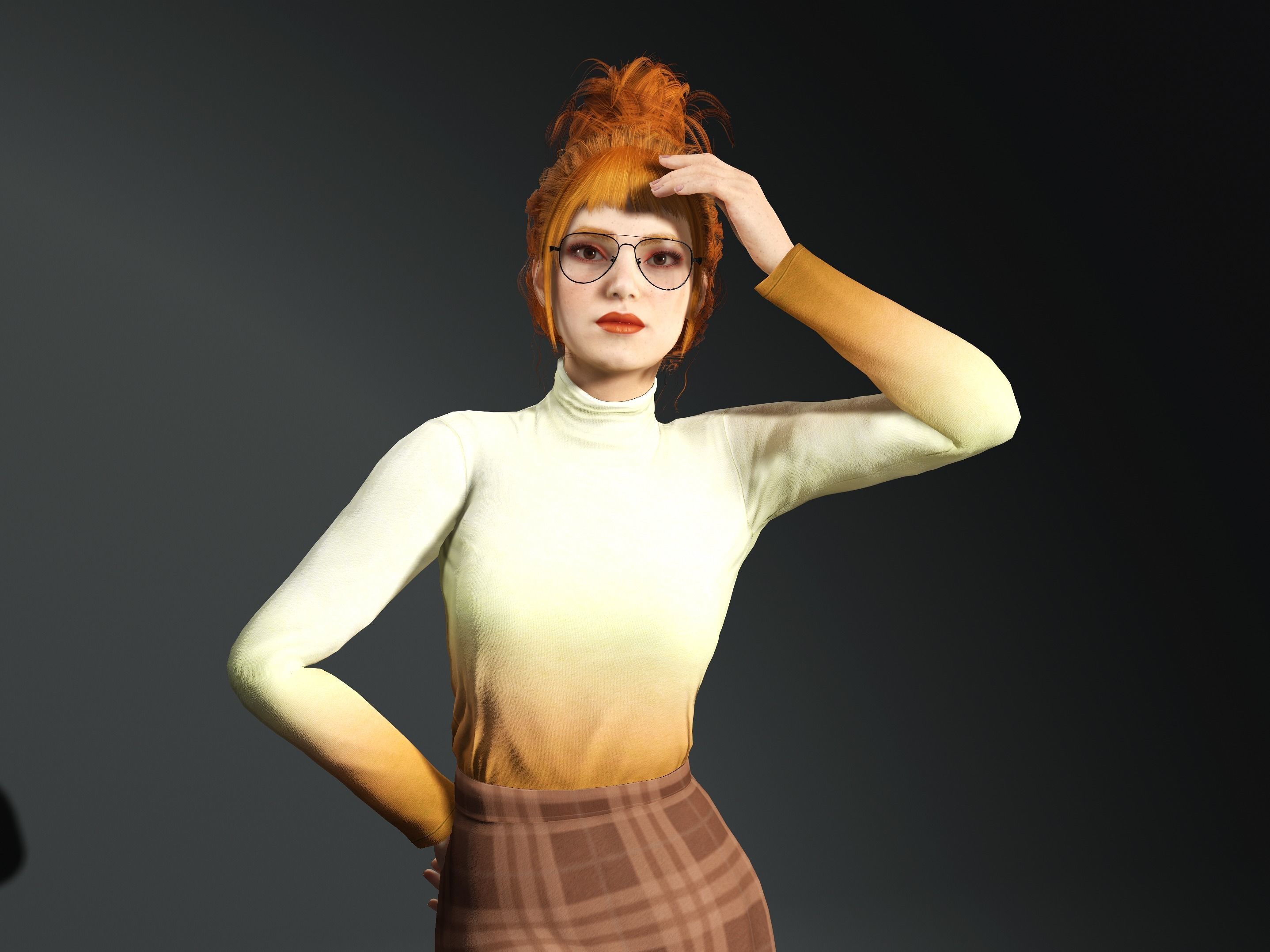 Autumn-Female character Low-poly 3D model_5