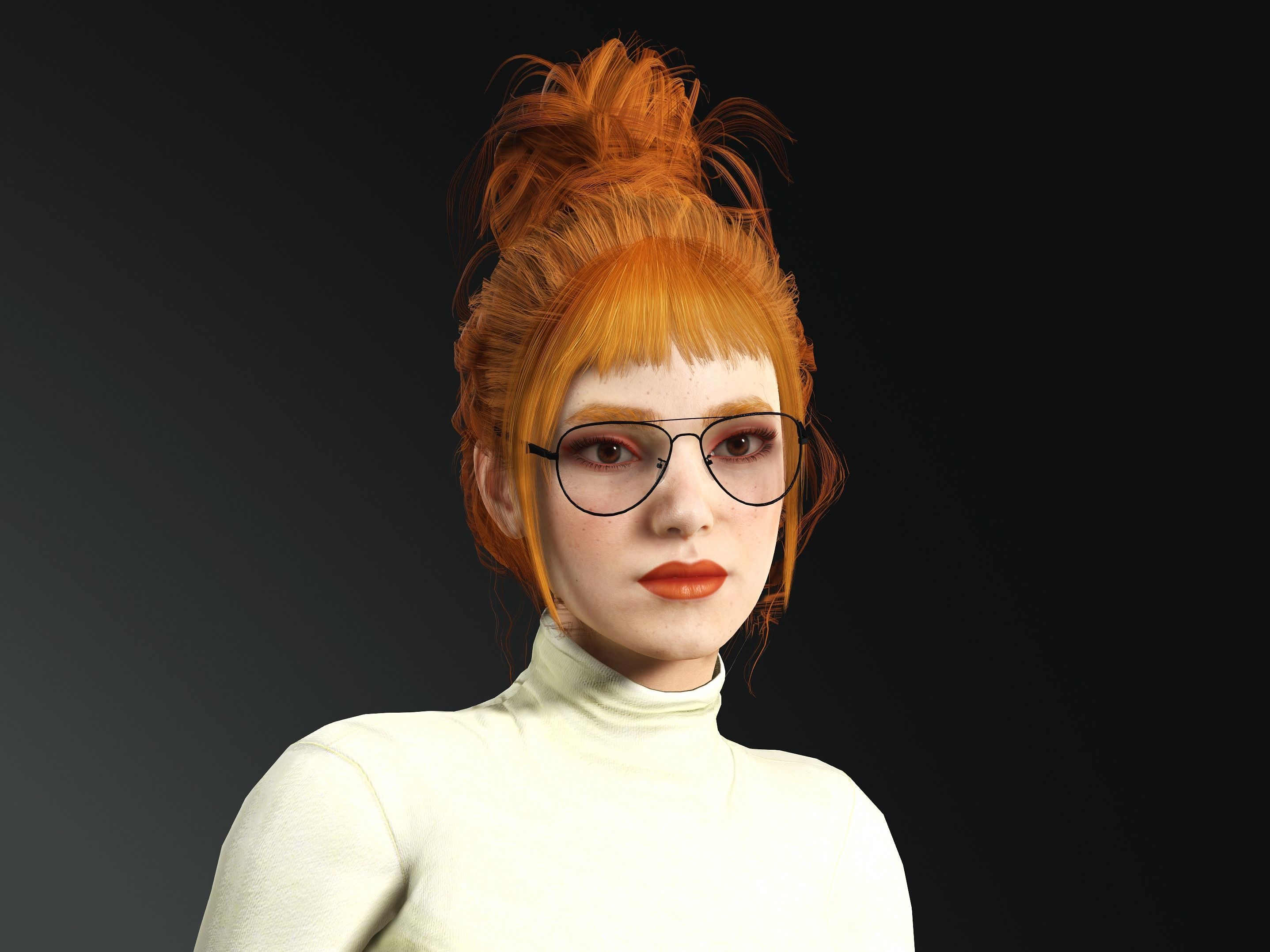 Autumn-Female character Low-poly 3D model_2