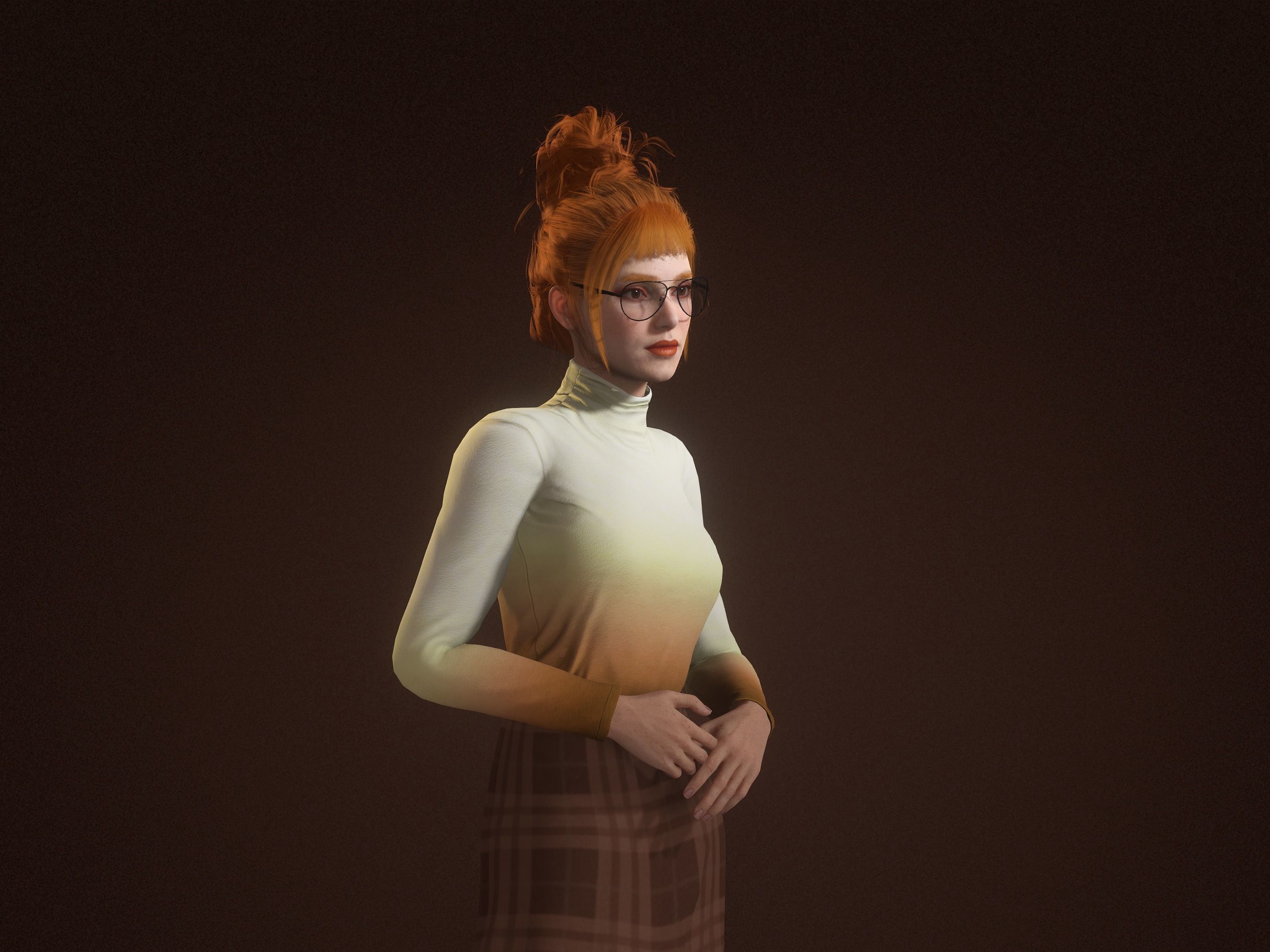 Autumn-Female character Low-poly 3D model_6