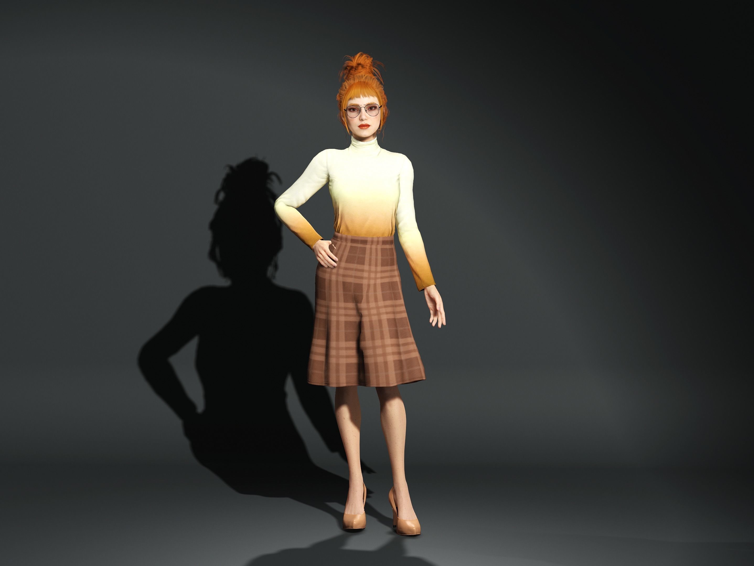 Autumn-Female character Low-poly 3D model_12