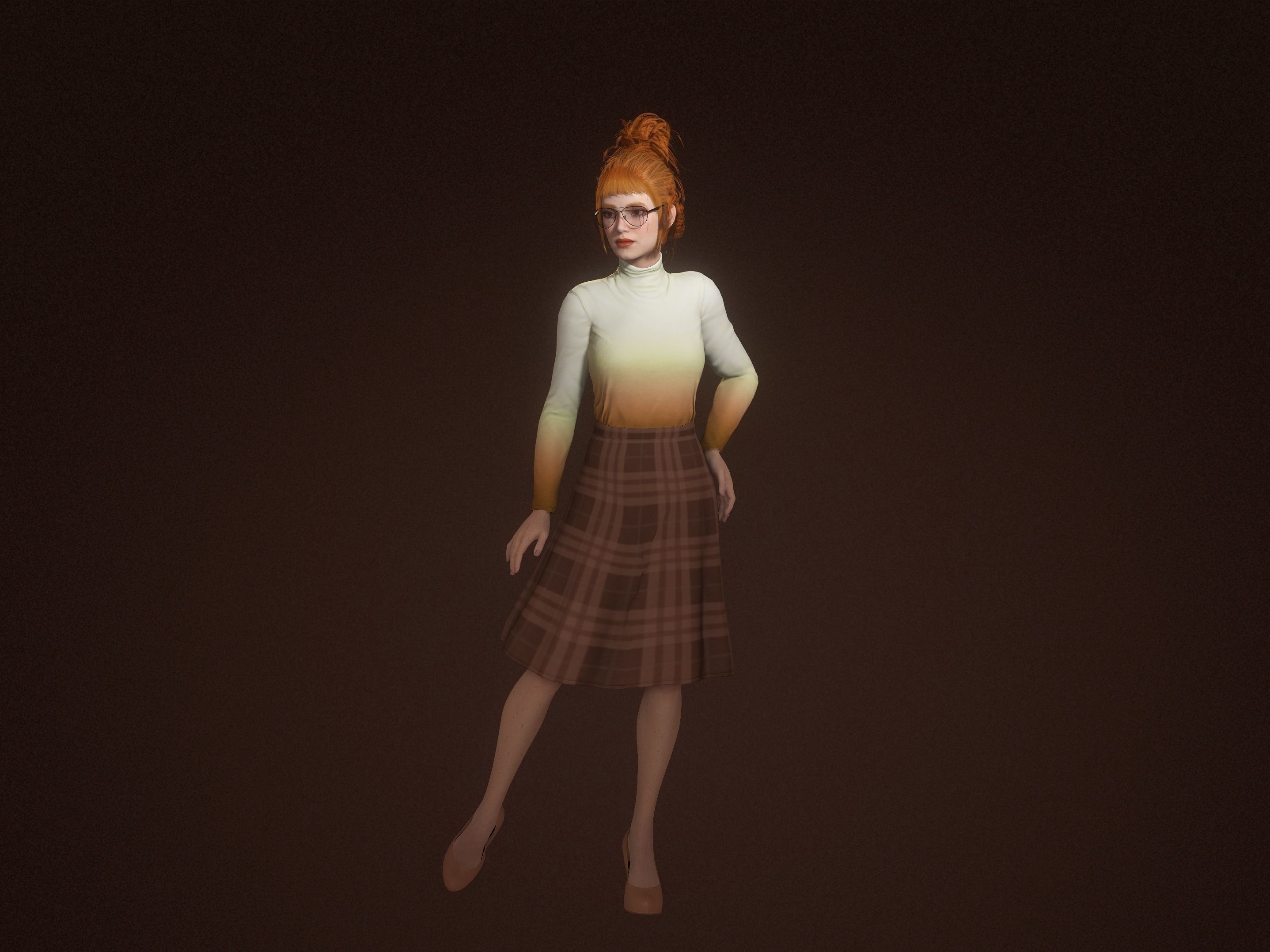 Autumn-Female character Low-poly 3D model_9