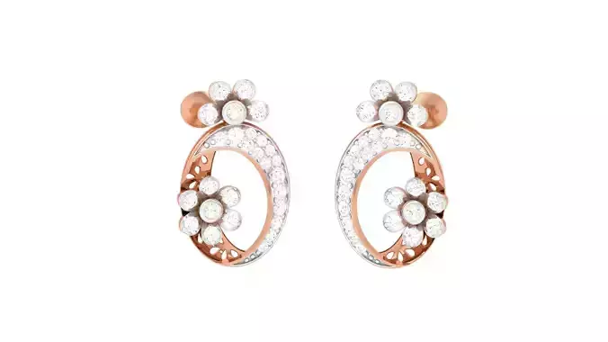 Women Diamond Studs Earrings obj stl 3dmf renders details