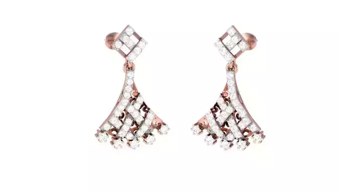 Women Diamond Drop Earrings obj stl 3dmf renders details