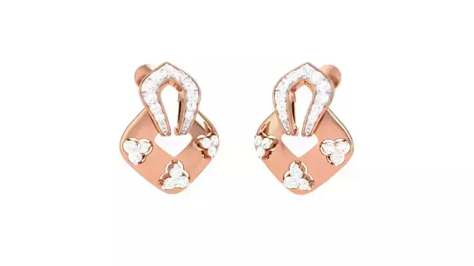 Women Diamond Studs Earrings obj stl 3dmf renders details