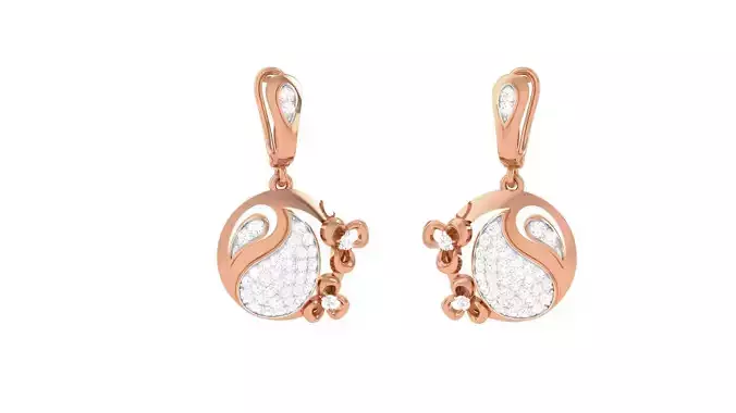 Women Diamond Drop Earrings obj stl 3dmf renders details