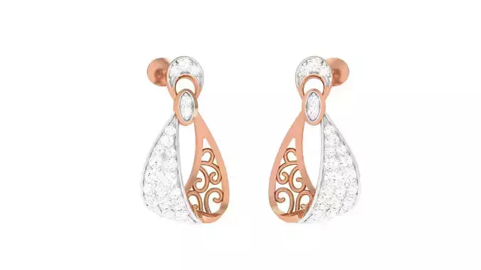 Women Diamond Studs Earrings obj stl 3dmf renders details