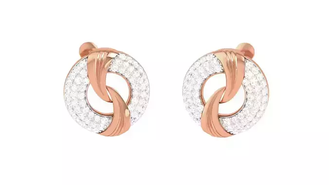 Women Diamond Studs Earrings obj stl 3dmf renders details