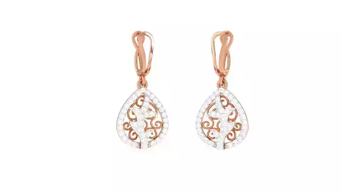 Women Diamond Drop Earrings obj stl 3dmf renders details