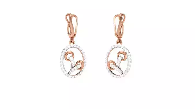 Women Diamond Drop Earrings obj stl 3dmf renders details