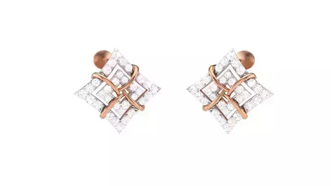Women Diamond Studs Earrings obj stl 3dmf renders details