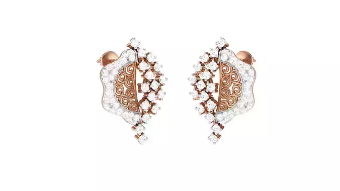 Women Diamond Studs Earrings obj stl 3dmf renders details