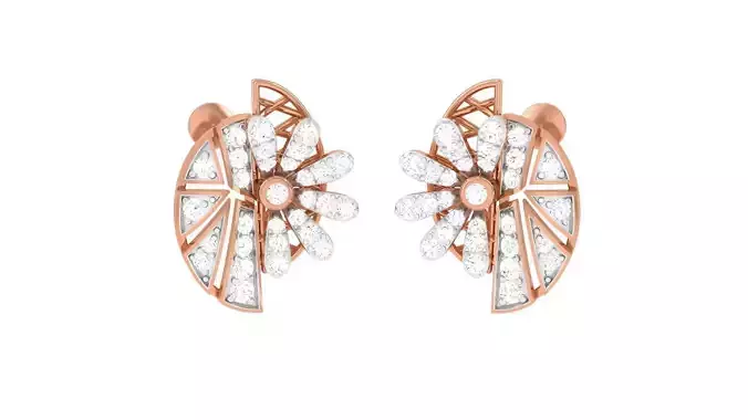 Women Studs Earrings obj stl 3dmf renders details