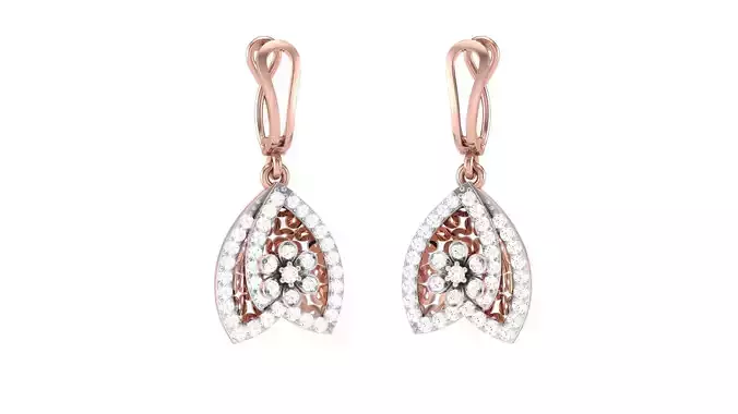 Women Diamond Drop Earrings obj stl 3dmf renders details