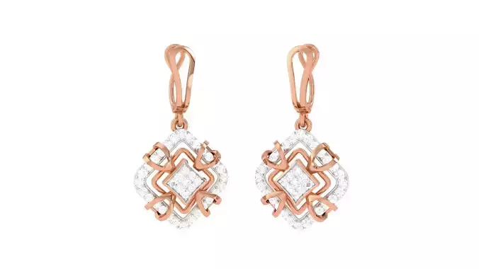 Women Diamond Drop Earrings obj stl 3dmf renders details