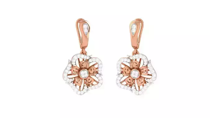 Women Diamond Drop Earrings obj stl 3dmf renders details