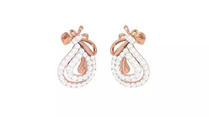 Women Diamond Studs Earrings obj stl 3dmf renders details