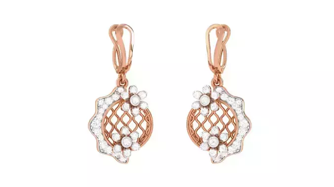 Women Diamond Drop Earrings obj stl 3dmf renders details