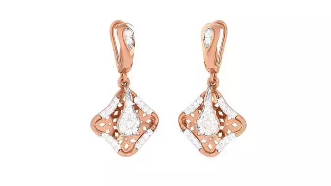 Women Diamond Drop Earrings obj stl 3dmf renders details