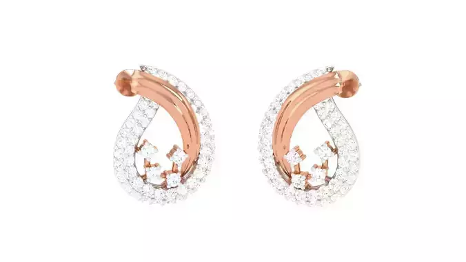 Women Diamond Studs Earrings obj stl 3dmf renders details
