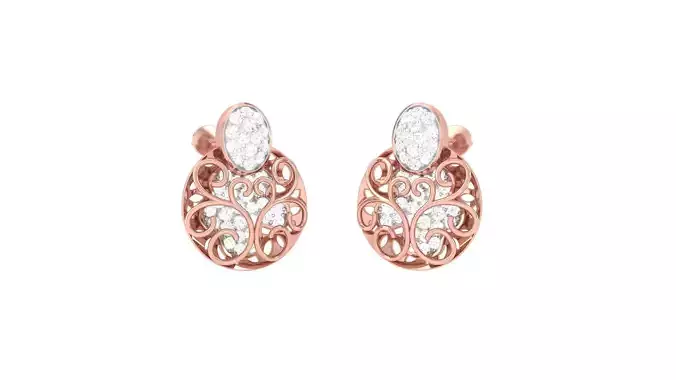 Women Diamond Mesh Studs Earrings obj stl 3dmf renders details
