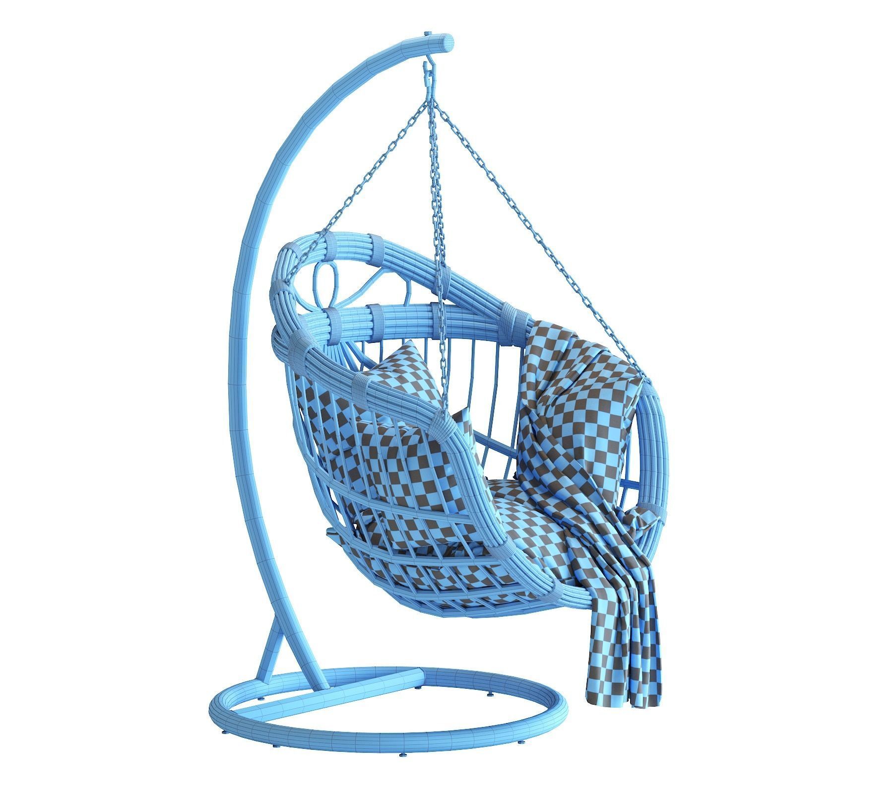 Hanging swing chair 3D model_30