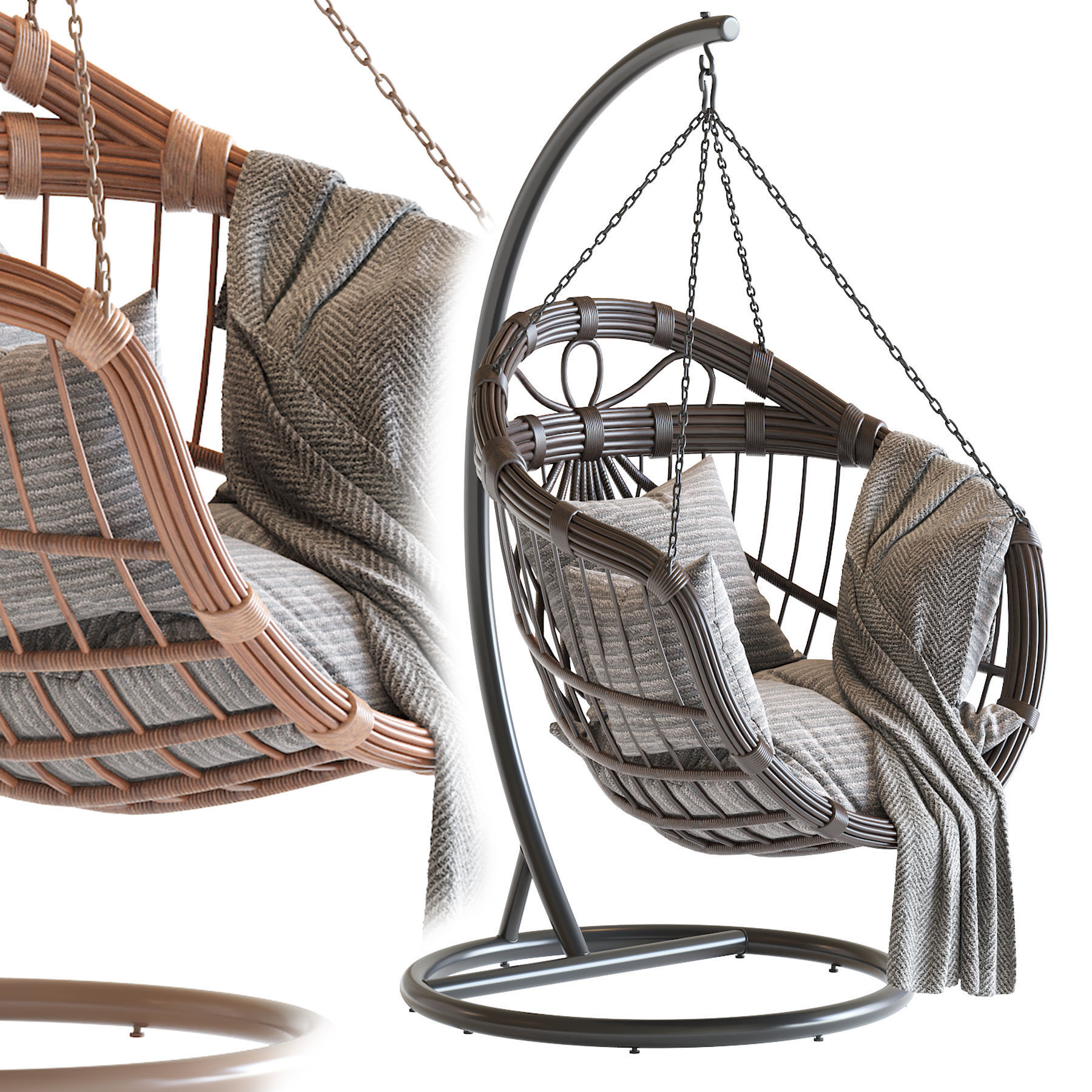 Hanging swing chair 3D model_5