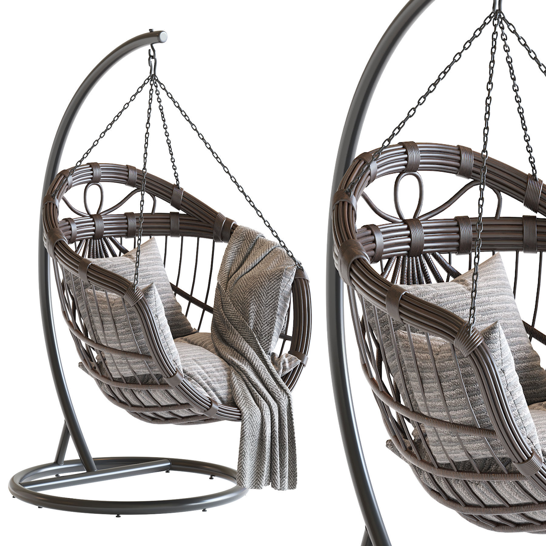 Hanging swing chair 3D model_1