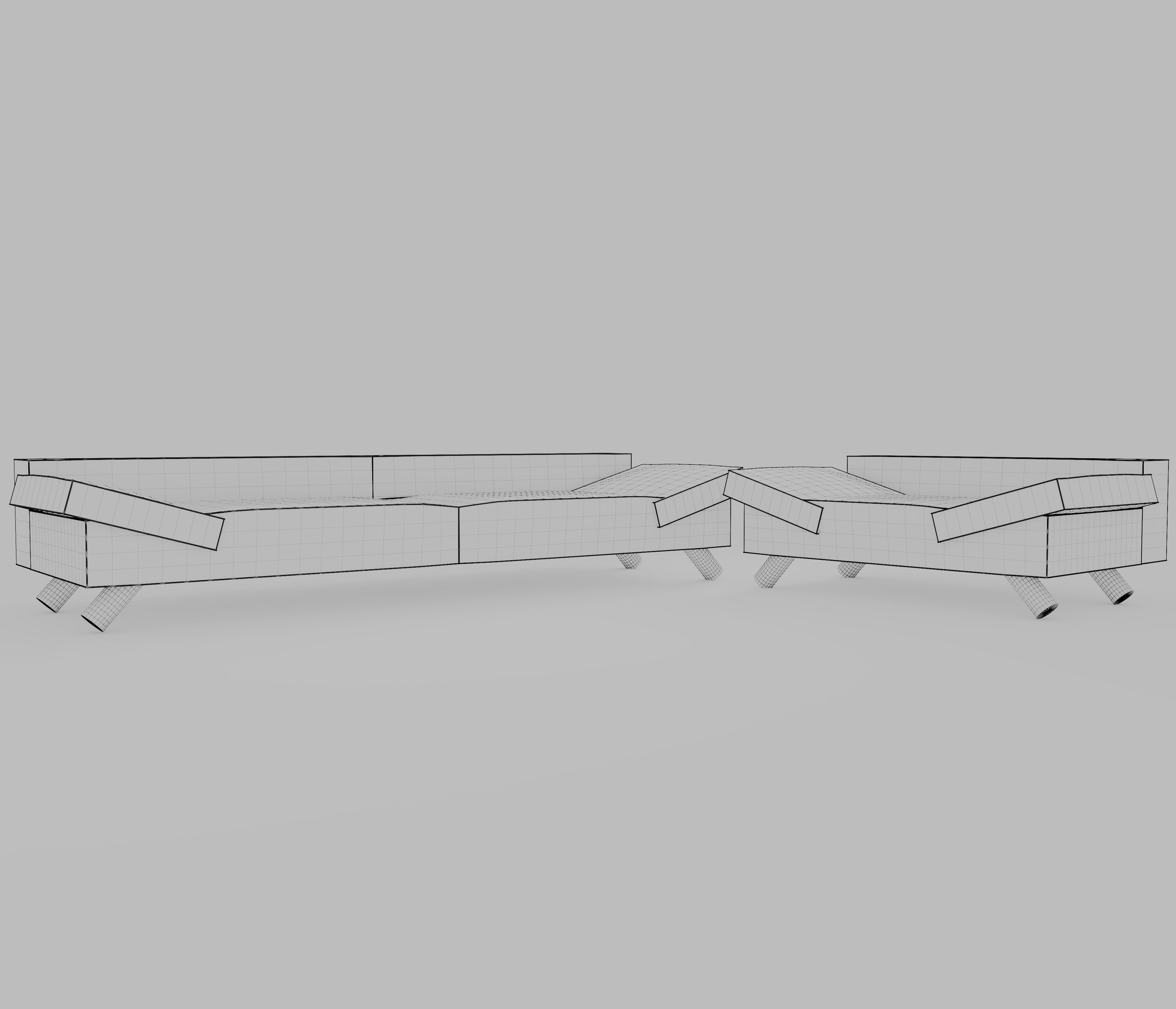 Modern sofa Low-poly 3D model_5