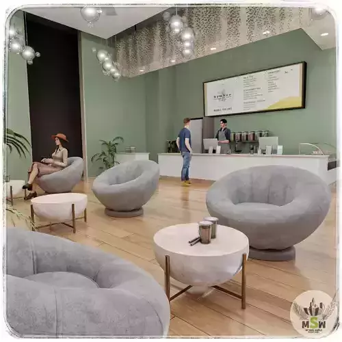 Bamboo Bubble Tea Cafe Blender Scene 3D model