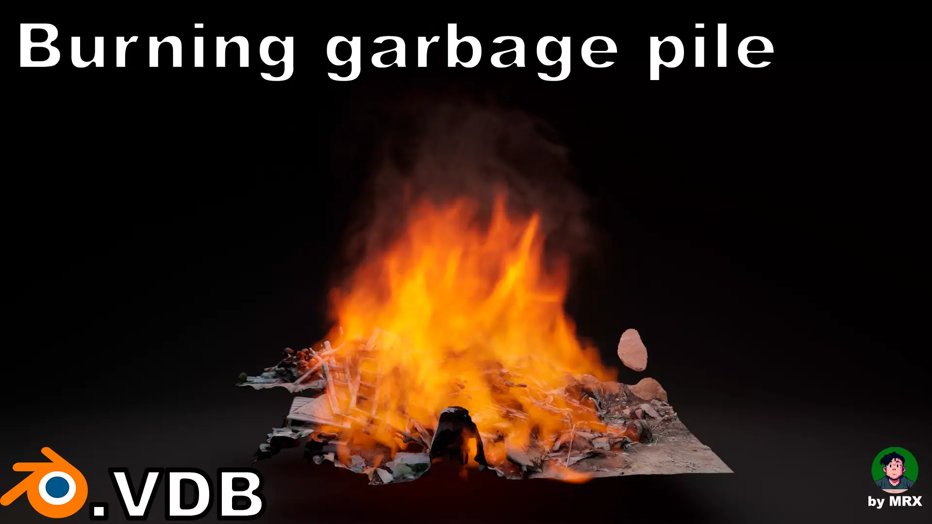 Burning garbage pile vdb 3D model_0