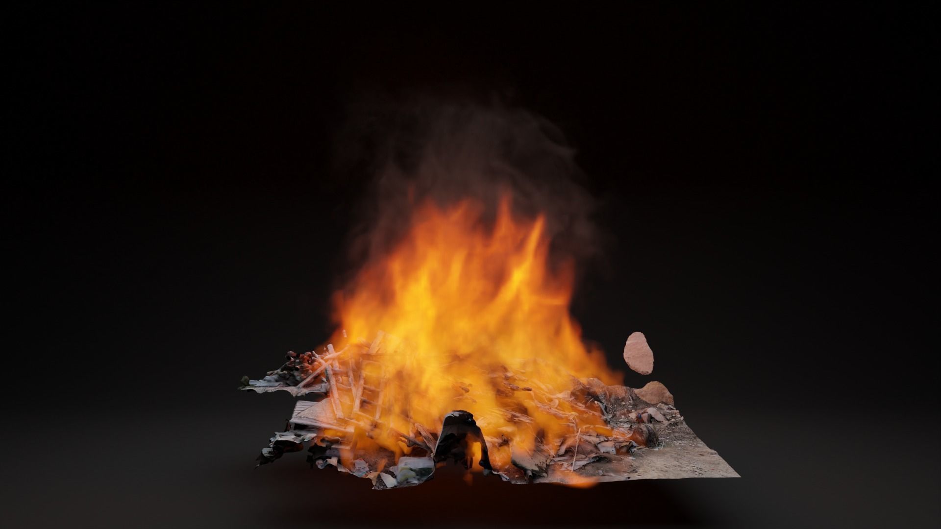 Burning garbage pile vdb 3D model_2