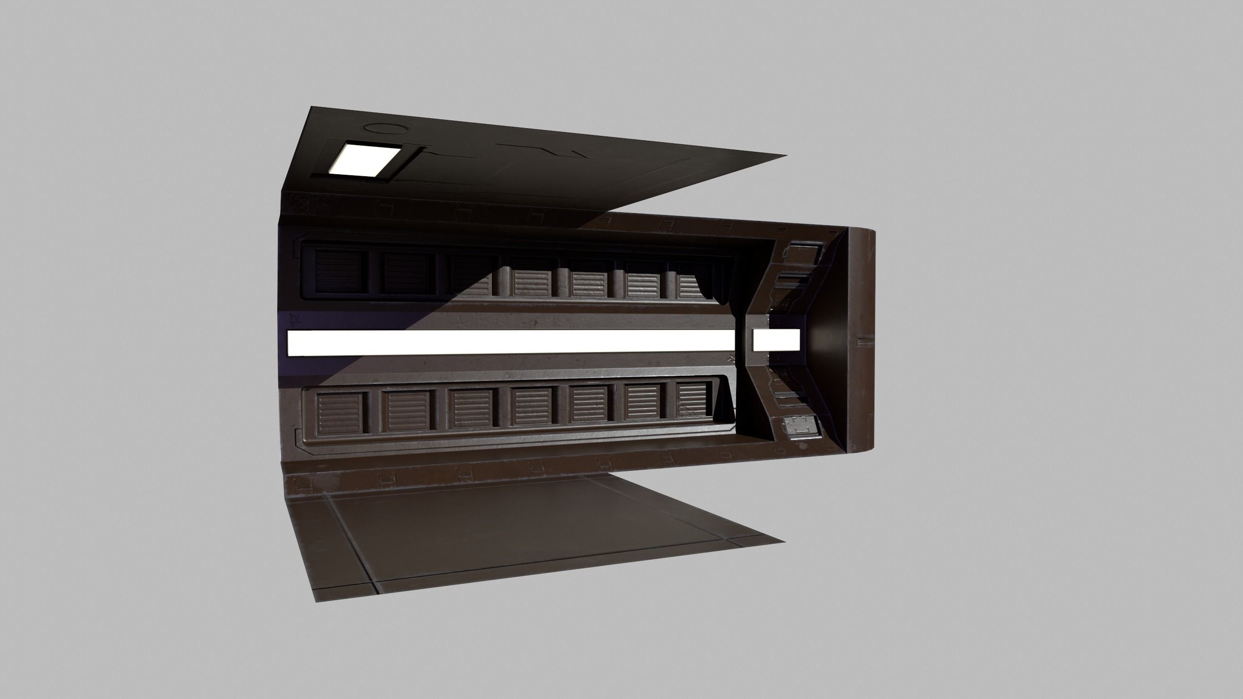 Sci-fi Modular Corridor Low-poly 3D model_7