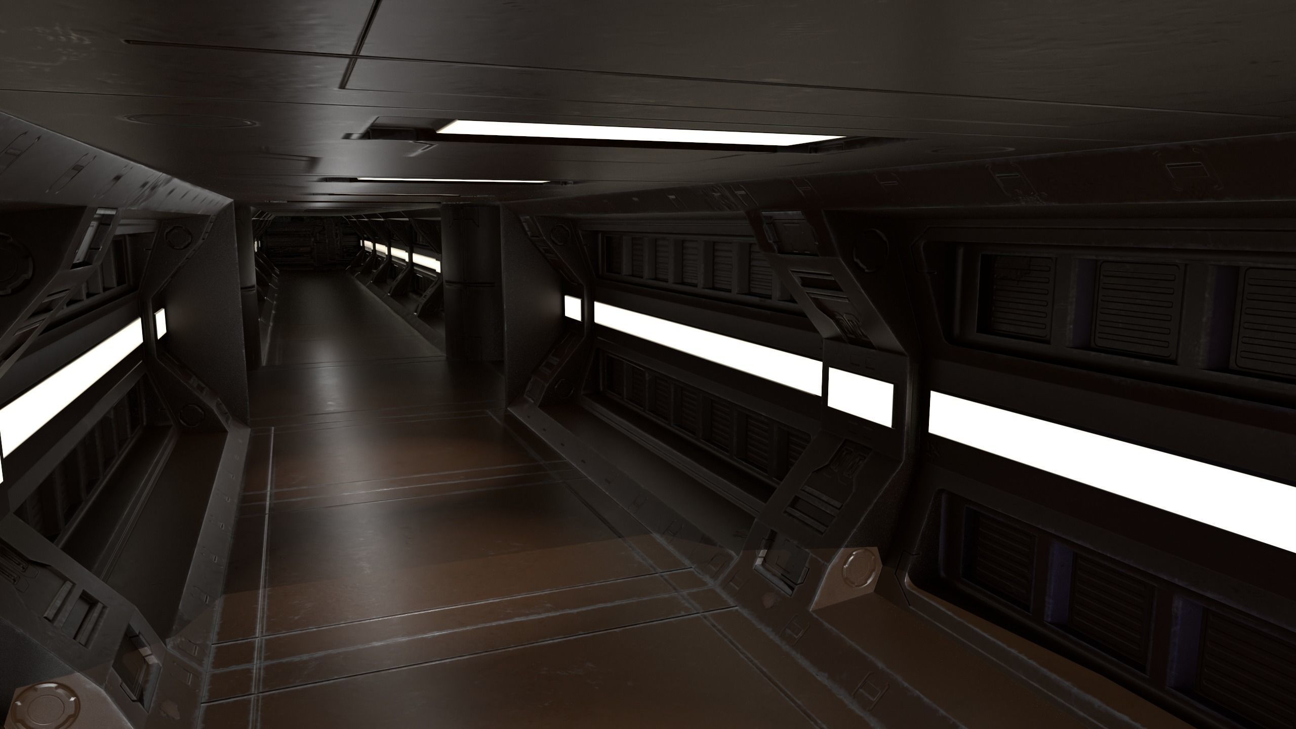 Sci-fi Modular Corridor Low-poly 3D model_2