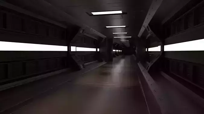Sci-fi Modular Corridor Low-poly 3D model