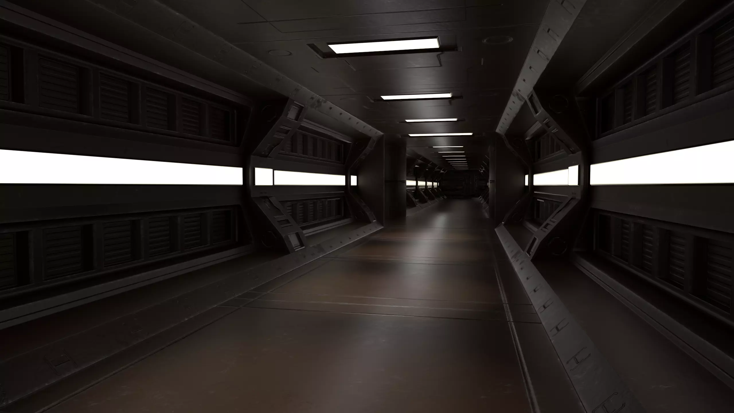 Sci-fi Modular Corridor Low-poly 3D model_0