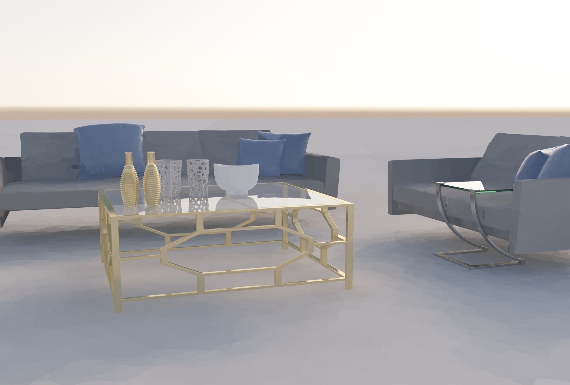 Sofa set 3D model_1
