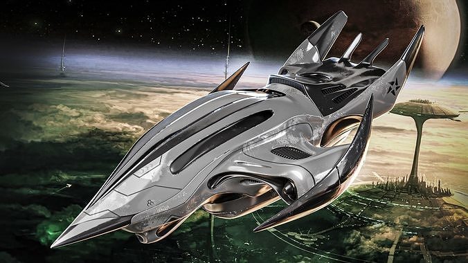 Scifi Fighter - Spaceship Low-poly 3D model