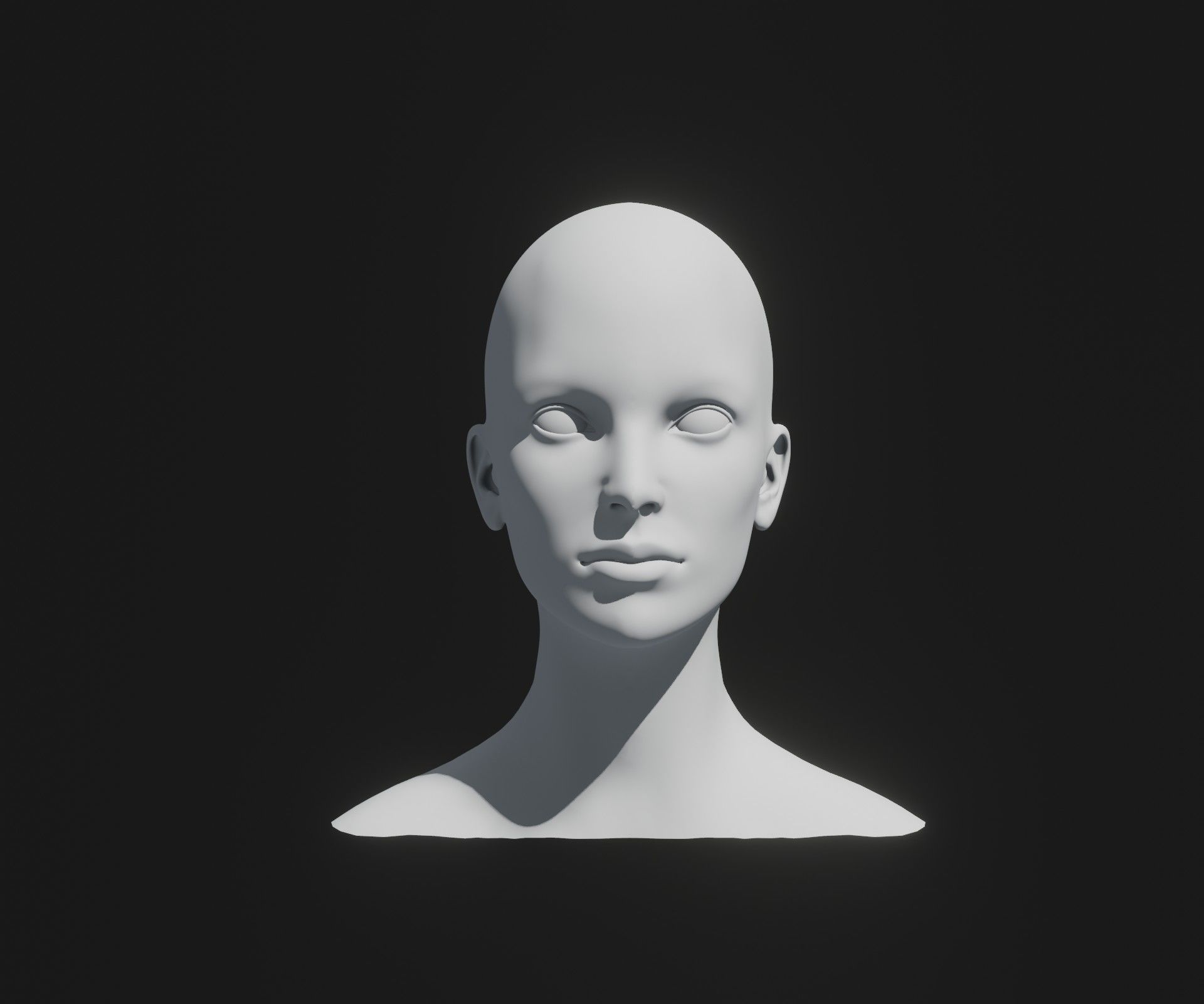 Male Female Head Base Mesh 3D Model Animated Facial Expressions Low-poly 3D model_3