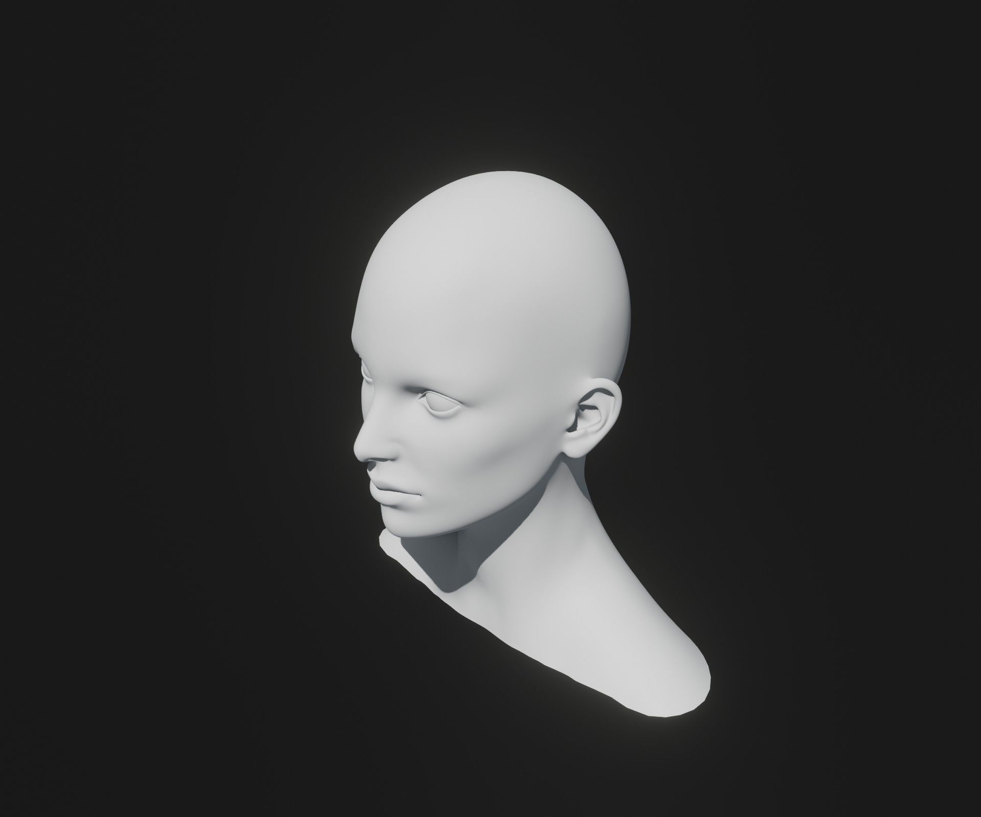 Male Female Head Base Mesh 3D Model Animated Facial Expressions Low-poly 3D model_8