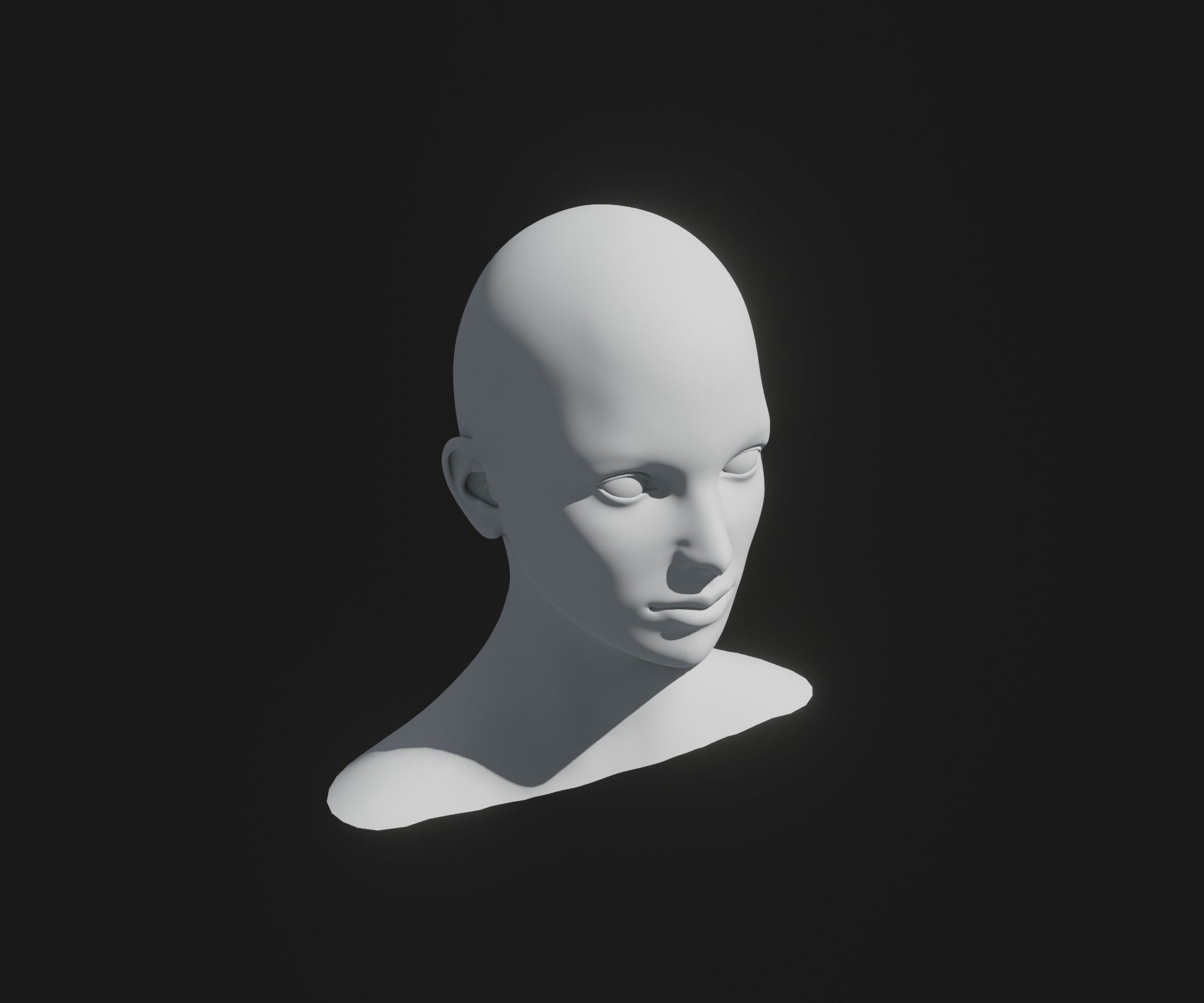 Male Female Head Base Mesh 3D Model Animated Facial Expressions Low-poly 3D model_7
