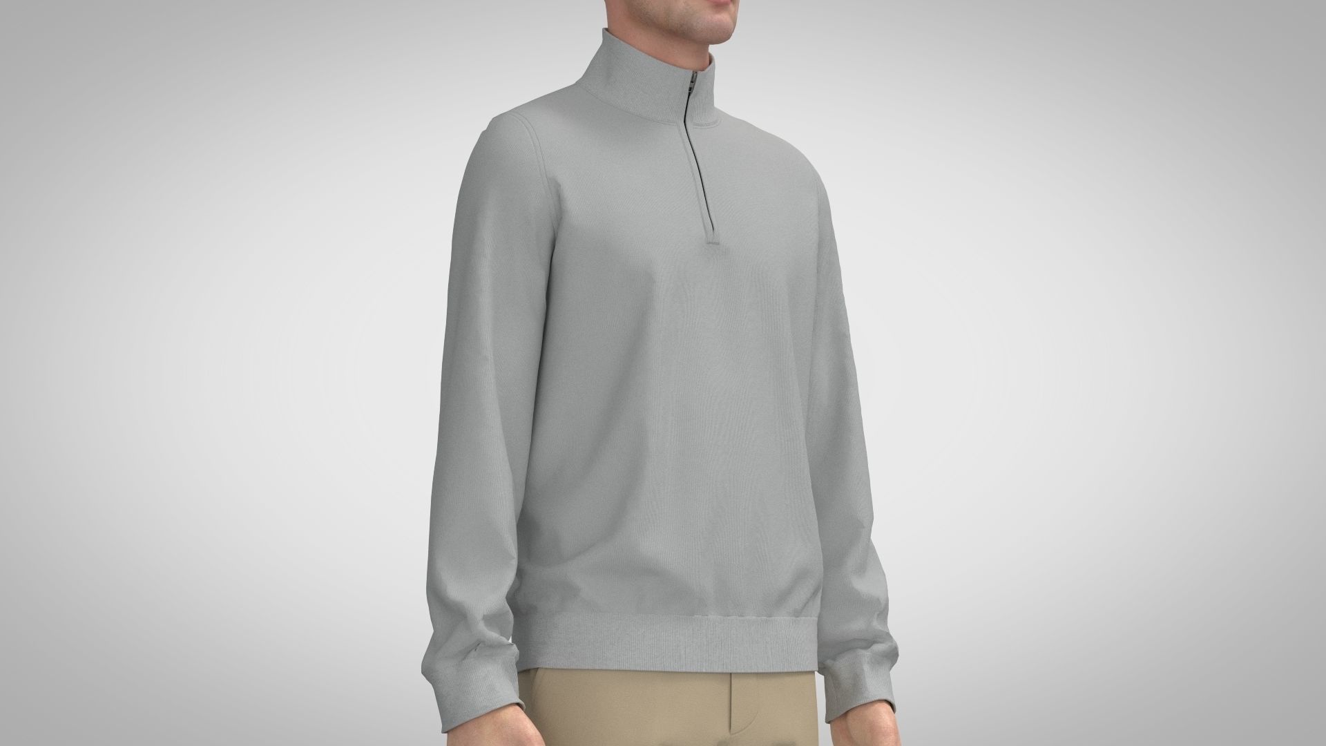 Men Quarter-zip Sweater 3D model | CGTrader