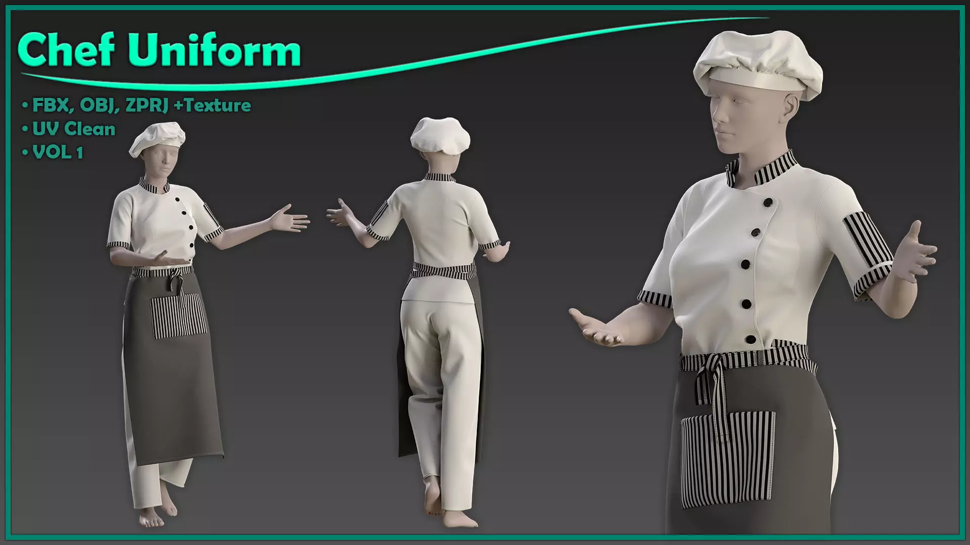 chef outfit with texture 3D model_0