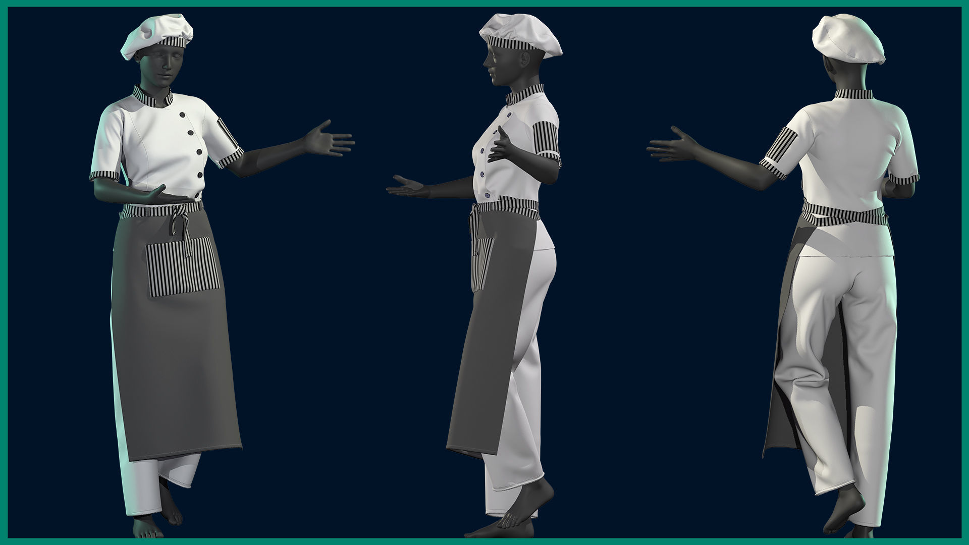 chef outfit with texture 3D model_1