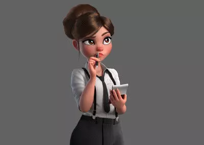 Cartoon Waitress Low-poly 3D model 3D model