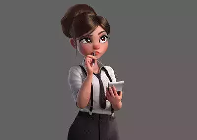 Cartoon Waitress Low-poly 3D model
