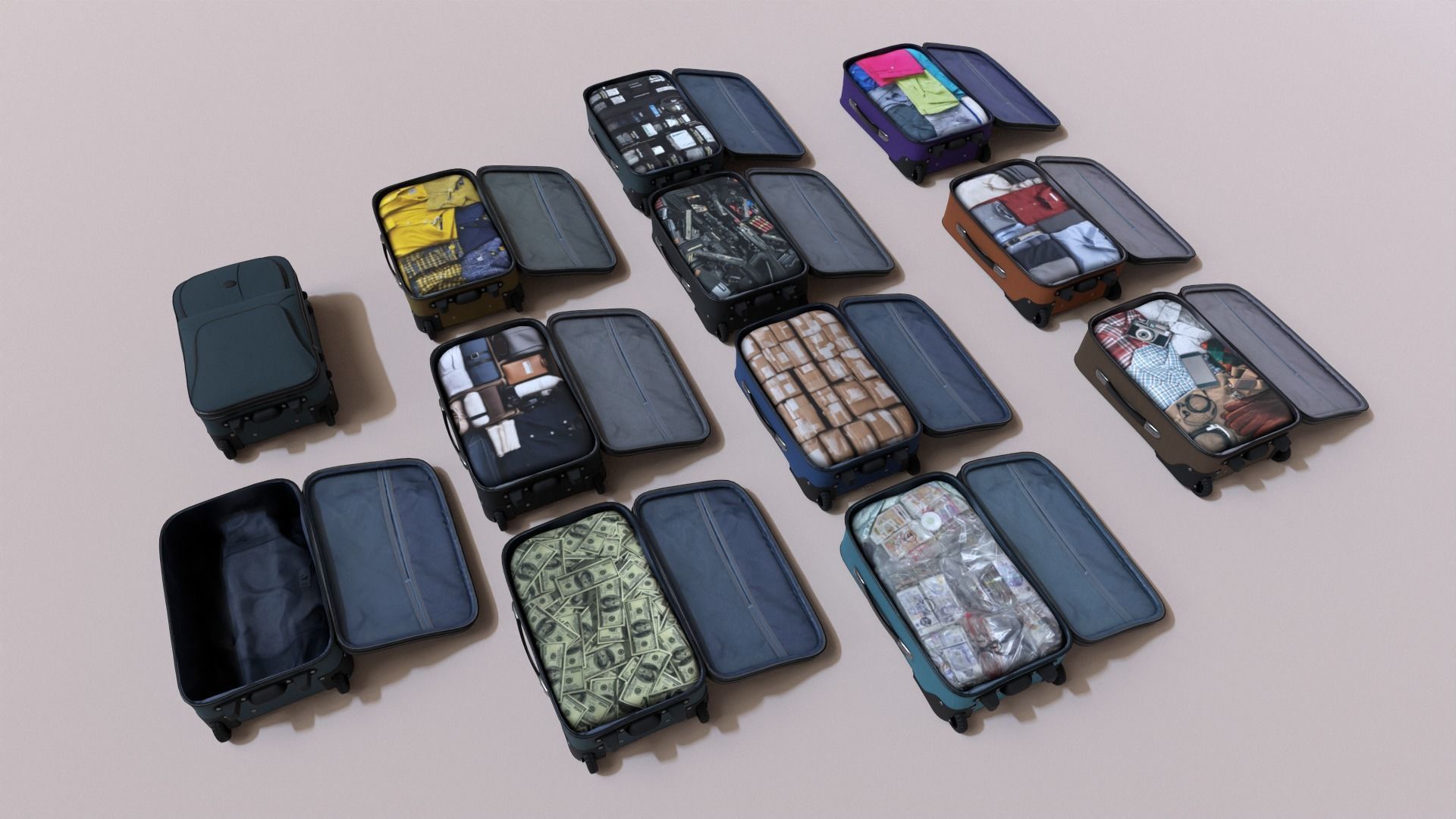 Suitcase Low-poly 3D model_28