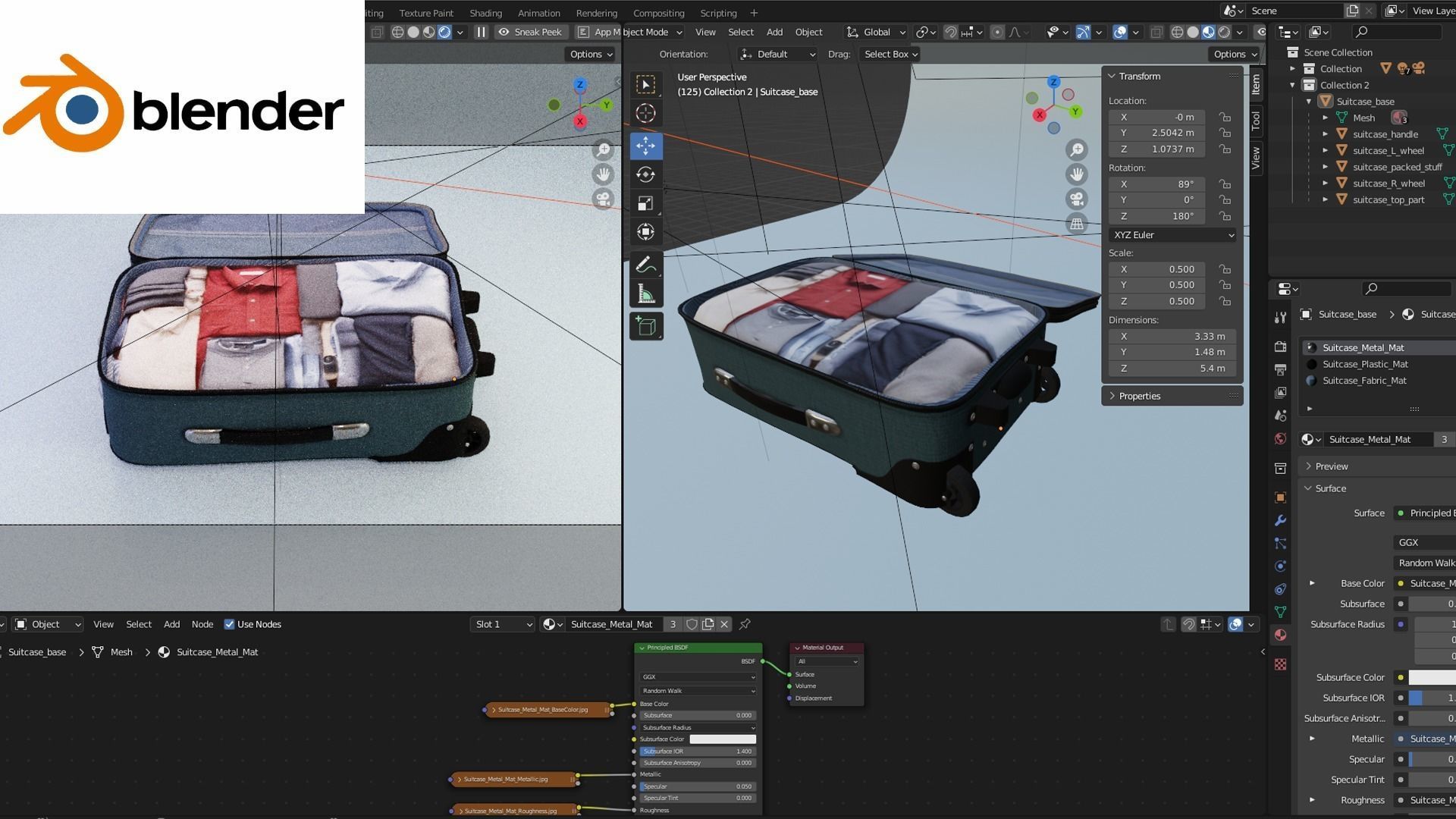Suitcase Low-poly 3D model_9