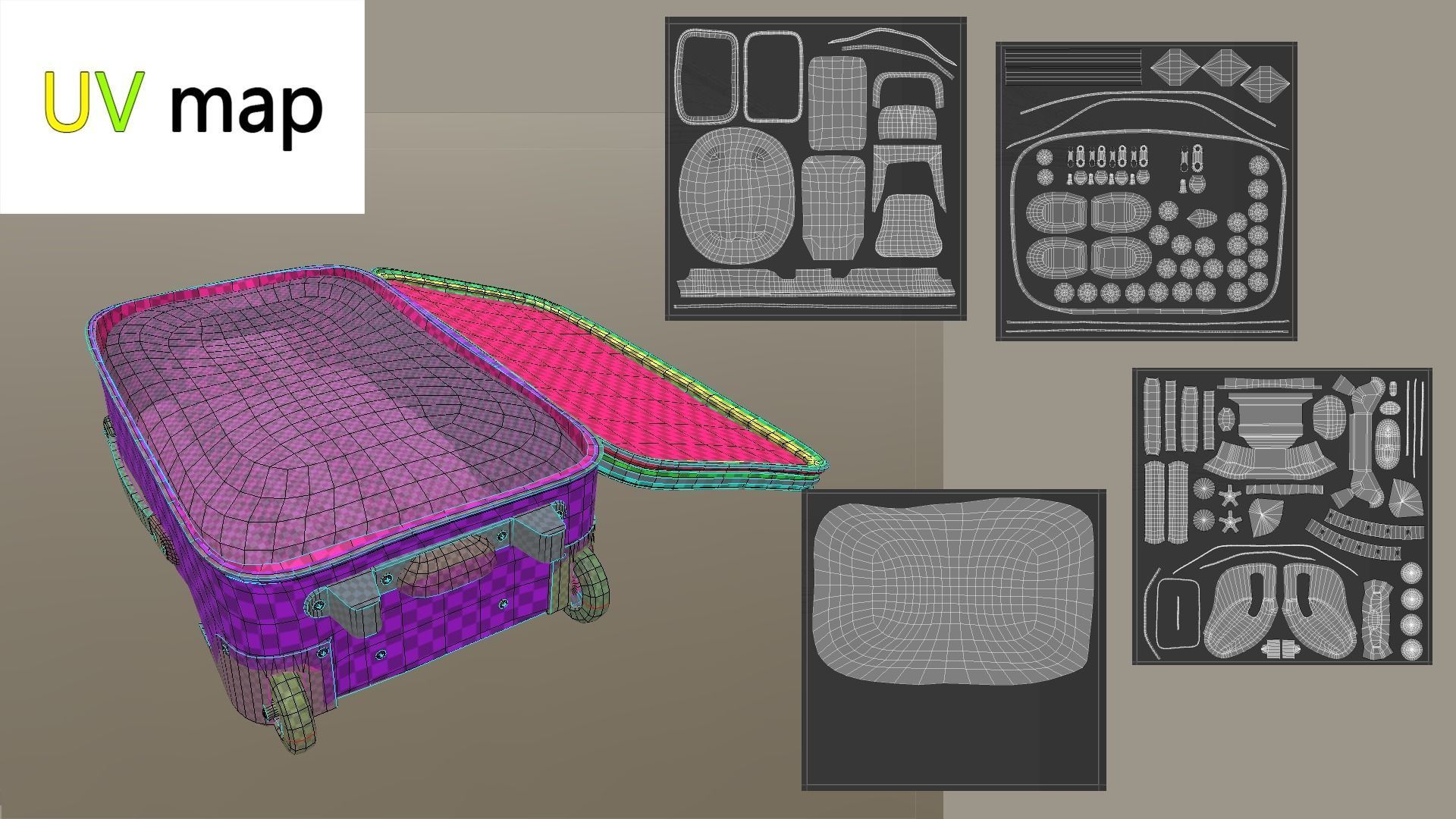 Suitcase Low-poly 3D model_30