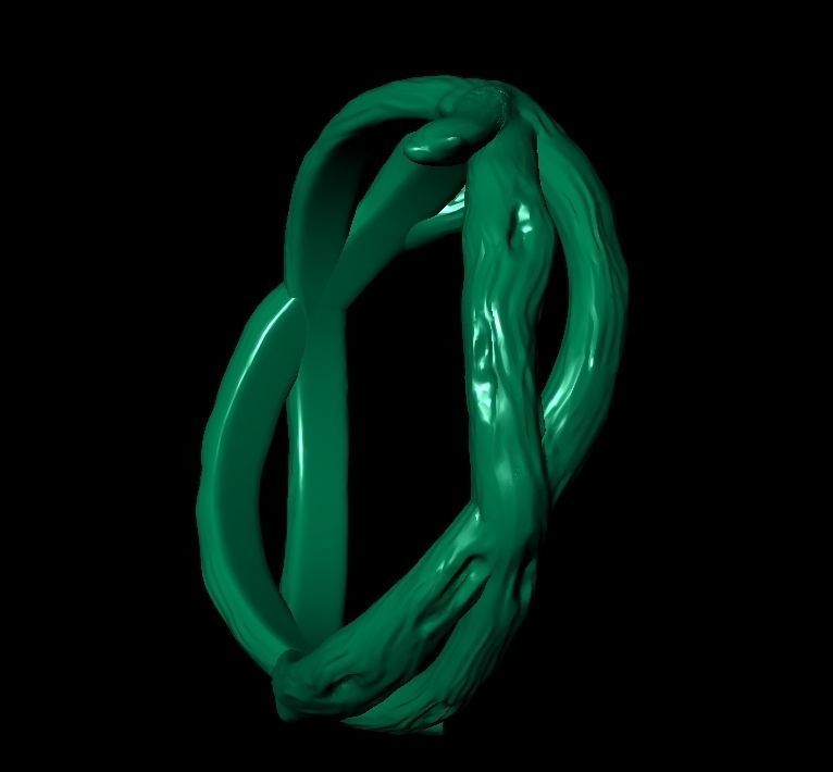 Tree wood branch ring band 3D print model_11